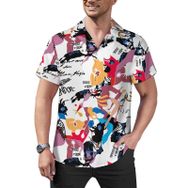 AILLOSA Hawaii Çiçek Baskılı 3D Desen Kısa Kollu YH-448 Erkek Gömlek