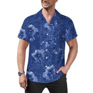AILLOSA Hawaii Çiçek Baskılı 3D Desen Kısa Kollu YH-449 Erkek Gömlek