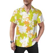 AILLOSA Hawaii Çiçek Baskılı 3D Desen Kısa Kollu YH-451 Erkek Gömlek