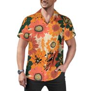 AILLOSA Hawaii Çiçek Baskılı 3D Desen Kısa Kollu YH-453 Erkek Gömlek