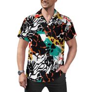 AILLOSA Hawaii Çiçek Baskılı 3D Desen Kısa Kollu YH-456 Erkek Gömlek
