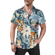 AILLOSA Hawaii Çiçek Baskılı 3D Desen YH-671 Erkek Gömlek
