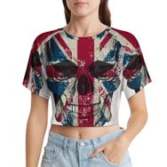 AILLOSA Racerback Bisiklet Yaka Kısa Kol Flag-32 Kadın T-shirt