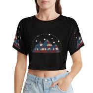 AILLOSA Racerback Tank Top Yuvarlak Yaka Kısa Kol Flag-02 Kadın T-shirt