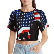 AILLOSA Racerback Tank Top Yuvarlak Yaka Kısa Kol Flag-08 Kadın T-shirt