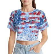 AILLOSA Racerback Tank Top Yuvarlak Yaka Kısa Kol Flag-10 Kadın T-shirt