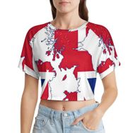 AILLOSA Racerback Tank Top Yuvarlak Yaka Kısa Kol Flag-102 Kadın T-shirt