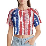 AILLOSA Racerback Tank Top Yuvarlak Yaka Kısa Kol Flag-110 Kadın T-shirt