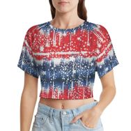 AILLOSA Racerback Tank Top Yuvarlak Yaka Kısa Kol Flag-111 Kadın T-shirt