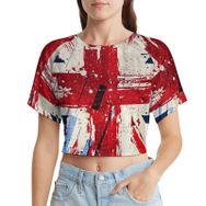 AILLOSA Racerback Tank Top Yuvarlak Yaka Kısa Kol Flag-112 Kadın T-shirt