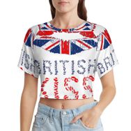 AILLOSA Racerback Tank Top Yuvarlak Yaka Kısa Kol Flag-113 Kadın T-shirt