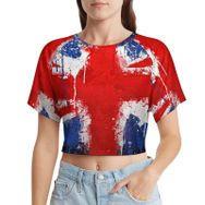 AILLOSA Racerback Tank Top Yuvarlak Yaka Kısa Kol Flag-115 Kadın T-shirt