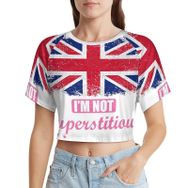 AILLOSA Racerback Tank Top Yuvarlak Yaka Kısa Kol Flag-116 Kadın T-shirt