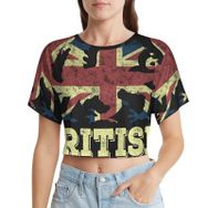 AILLOSA Racerback Tank Top Yuvarlak Yaka Kısa Kol Flag-117 Kadın T-shirt