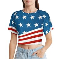 AILLOSA Racerback Tank Top Yuvarlak Yaka Kısa Kol Flag-118 Kadın T-shirt