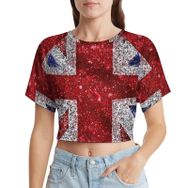 AILLOSA Racerback Tank Top Yuvarlak Yaka Kısa Kol Flag-122 Kadın T-shirt