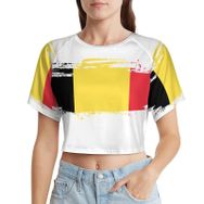 AILLOSA Racerback Tank Top Yuvarlak Yaka Kısa Kol Flag-127 Kadın T-shirt