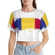 AILLOSA Racerback Tank Top Yuvarlak Yaka Kısa Kol Flag-128 Kadın T-shirt
