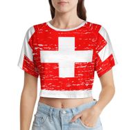 AILLOSA Racerback Tank Top Yuvarlak Yaka Kısa Kol Flag-130 Kadın T-shirt