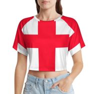 AILLOSA Racerback Tank Top Yuvarlak Yaka Kısa Kol Flag-131 Kadın T-shirt
