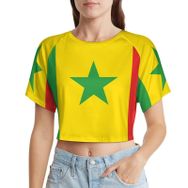 AILLOSA Racerback Tank Top Yuvarlak Yaka Kısa Kol Flag-132 Kadın T-shirt