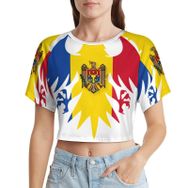 AILLOSA Racerback Tank Top Yuvarlak Yaka Kısa Kol Flag-136 Kadın T-shirt