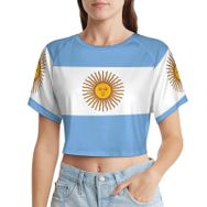 AILLOSA Racerback Tank Top Yuvarlak Yaka Kısa Kol Flag-138 Kadın T-shirt