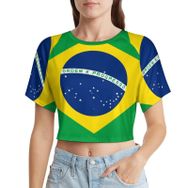 AILLOSA Racerback Tank Top Yuvarlak Yaka Kısa Kol Flag-139 Kadın T-shirt