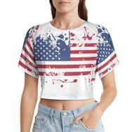 AILLOSA Racerback Tank Top Yuvarlak Yaka Kısa Kol Flag-14 Kadın T-shirt