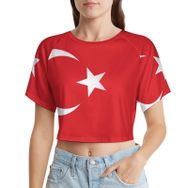 AILLOSA Racerback Tank Top Yuvarlak Yaka Kısa Kol Flag-141 Kadın T-shirt