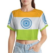 AILLOSA Racerback Tank Top Yuvarlak Yaka Kısa Kol Flag-142 Kadın T-shirt