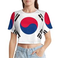 AILLOSA Racerback Tank Top Yuvarlak Yaka Kısa Kol Flag-143 Kadın T-shirt