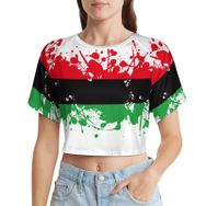 AILLOSA Racerback Tank Top Yuvarlak Yaka Kısa Kol Flag-147 Kadın T-shirt