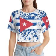 AILLOSA Racerback Tank Top Yuvarlak Yaka Kısa Kol Flag-148 Kadın T-shirt