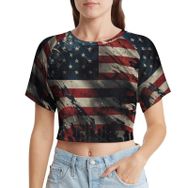 AILLOSA Racerback Tank Top Yuvarlak Yaka Kısa Kol Flag-150 Kadın T-shirt