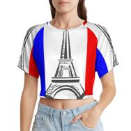 AILLOSA Racerback Tank Top Yuvarlak Yaka Kısa Kol Flag-151 Kadın T-shirt