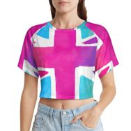 AILLOSA Racerback Tank Top Yuvarlak Yaka Kısa Kol Flag-152 Kadın T-shirt