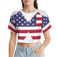 AILLOSA Racerback Tank Top Yuvarlak Yaka Kısa Kol Flag-158 Kadın T-shirt