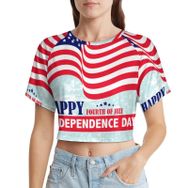 AILLOSA Racerback Tank Top Yuvarlak Yaka Kısa Kol Flag-161 Kadın T-shirt