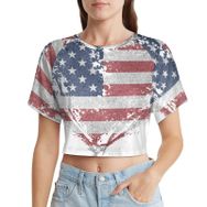 AILLOSA Racerback Tank Top Yuvarlak Yaka Kısa Kol Flag-163 Kadın T-shirt