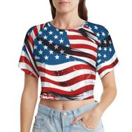 AILLOSA Racerback Tank Top Yuvarlak Yaka Kısa Kol Flag-165 Kadın T-shirt