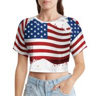 AILLOSA Racerback Tank Top Yuvarlak Yaka Kısa Kol Flag-167 Kadın T-shirt
