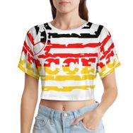 AILLOSA Racerback Tank Top Yuvarlak Yaka Kısa Kol Flag-168 Kadın T-shirt