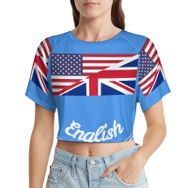 AILLOSA Racerback Tank Top Yuvarlak Yaka Kısa Kol Flag-17 Kadın T-shirt