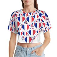 AILLOSA Racerback Tank Top Yuvarlak Yaka Kısa Kol Flag-174 Kadın T-shirt