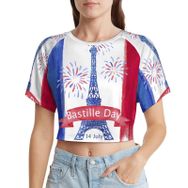 AILLOSA Racerback Tank Top Yuvarlak Yaka Kısa Kol Flag-183 Kadın T-shirt