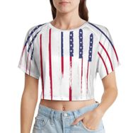 AILLOSA Racerback Tank Top Yuvarlak Yaka Kısa Kol Flag-185 Kadın T-shirt
