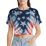 AILLOSA Racerback Tank Top Yuvarlak Yaka Kısa Kol Flag-186 Kadın T-shirt