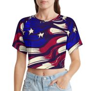 AILLOSA Racerback Tank Top Yuvarlak Yaka Kısa Kol Flag-19 Kadın T-shirt