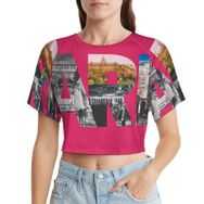 AILLOSA Racerback Tank Top Yuvarlak Yaka Kısa Kol Flag-193 Kadın T-shirt